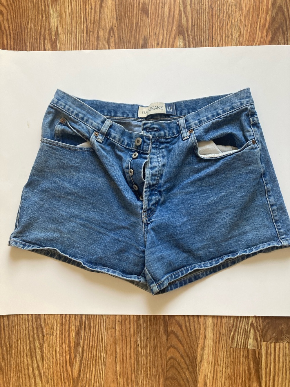 GAP Vintage Blue Button-Fly High Waist Denim Shorts